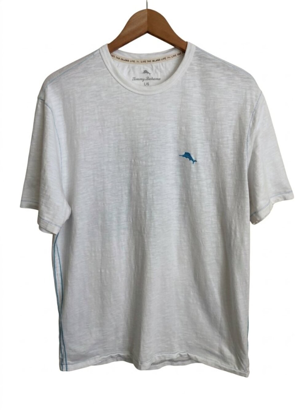 Tommy Bahama Organic Cotton Graphic Tee Large White Marlin Tropical Beachwear